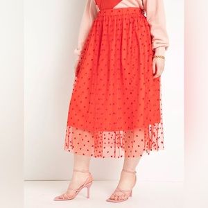 LIKE NEW- Eloquii Heart Mesh Midi Skirt